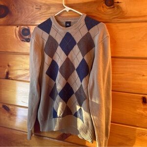 Dockers Men's Argyle Crewneck Sweater - Beige and Navy